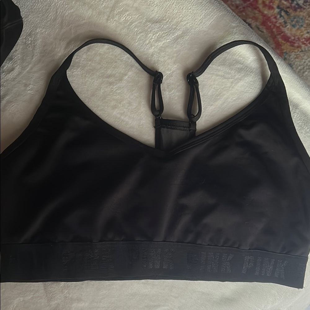 PINK SPORT Victoria's Secret Black Racerback Sports Bra